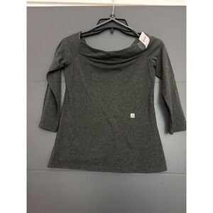 Loft Womens Charcoal Gray Off The Shoulder 3/4 Sleeve Top XS NWT 26040141